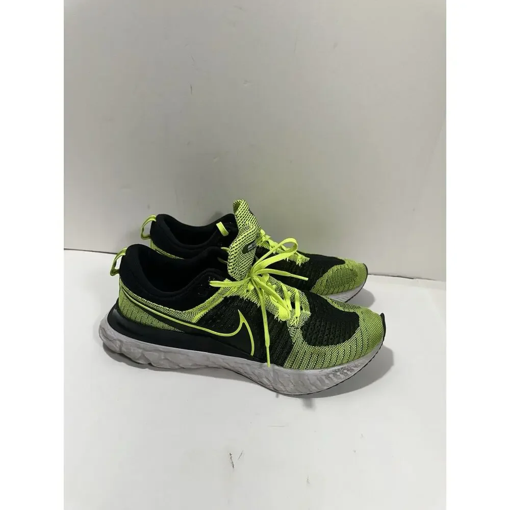 Nike Mens React Infinity Run Flyknit 2 Volt Black Running Shoes CT2357-700 Sz 14